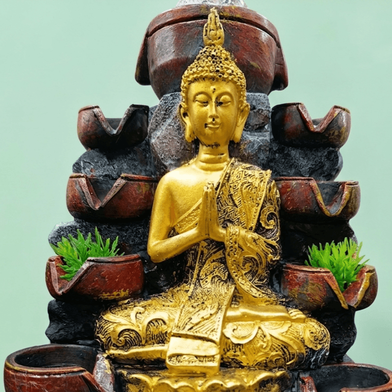 Fuente de Agua Buda Dorado – Cascada Zen
